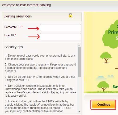 PNB Corporate Net Banking Login