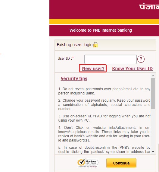 PNB Net Banking New Userr